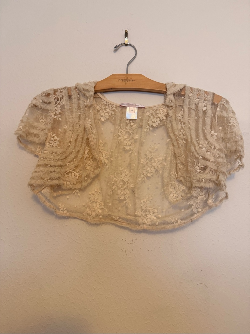 Rebecca Taylor Cream Lace Bolero Shrug